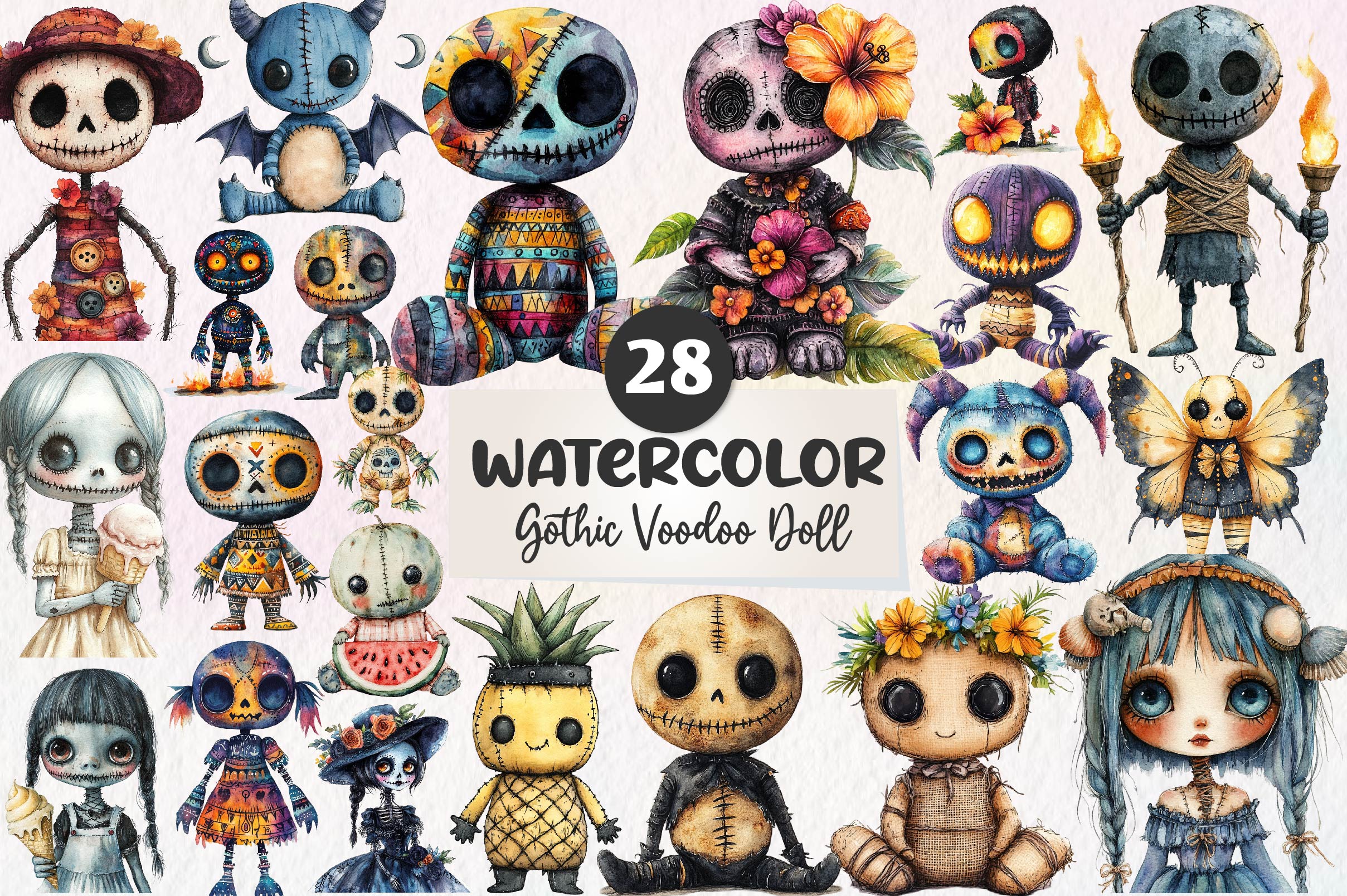 Summer Gothic Voodoo Doll Clipart Bundle - CraftNest - Digital Crafting and Art