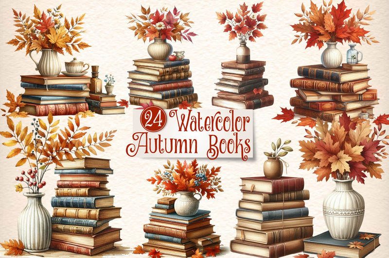 Autumn Books Clipart Bundle 1 - CraftNest - Digital Crafting and Art