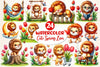 Cute Spring Lion Clipart Bundle
