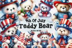 4Th Of July Teddy Bear Clipart Bundle - CraftNest - Digital Crafting and Art