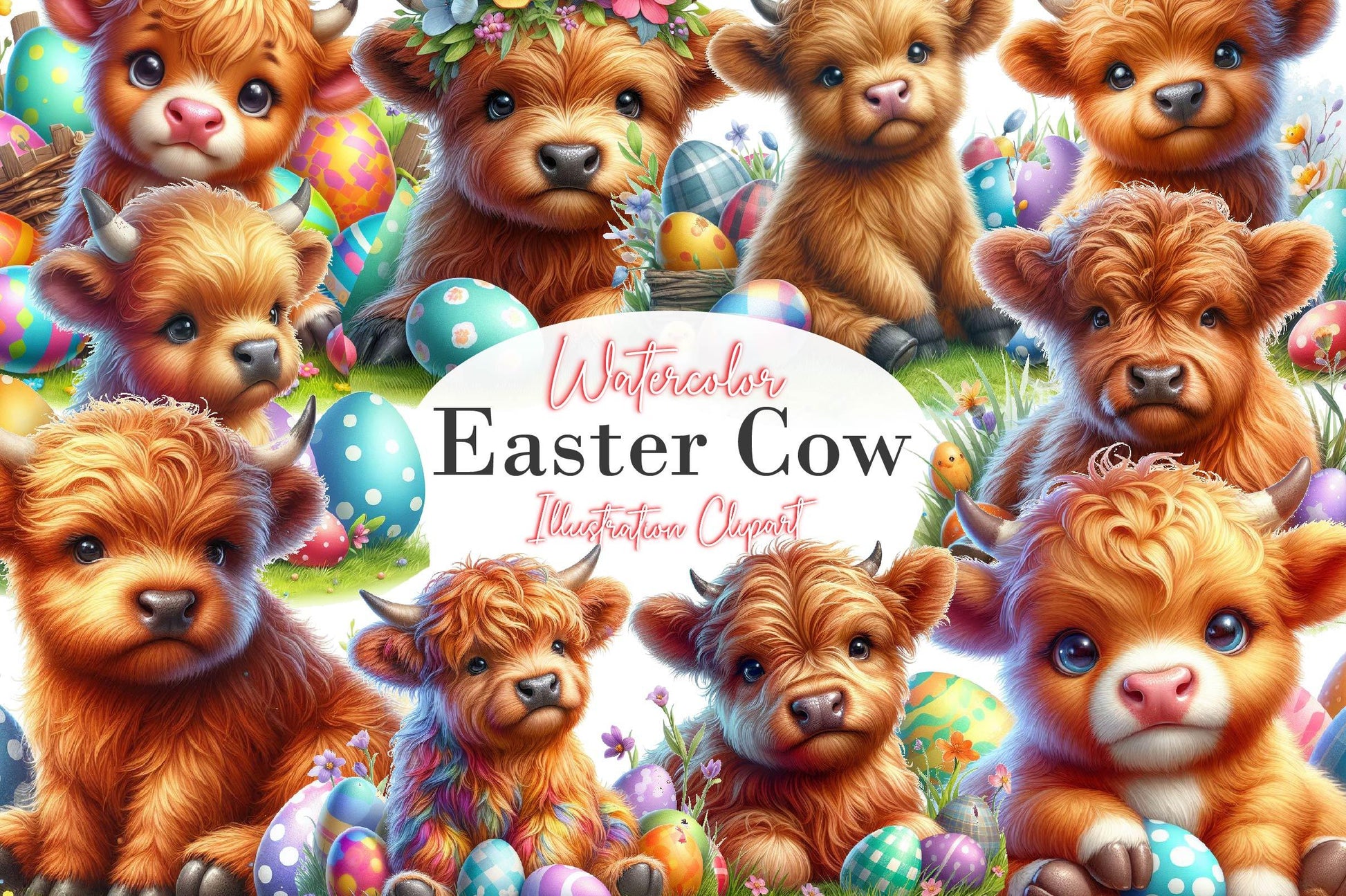 Easter Cow Clipart Bundle 2 - CraftNest - Digital Crafting and Art