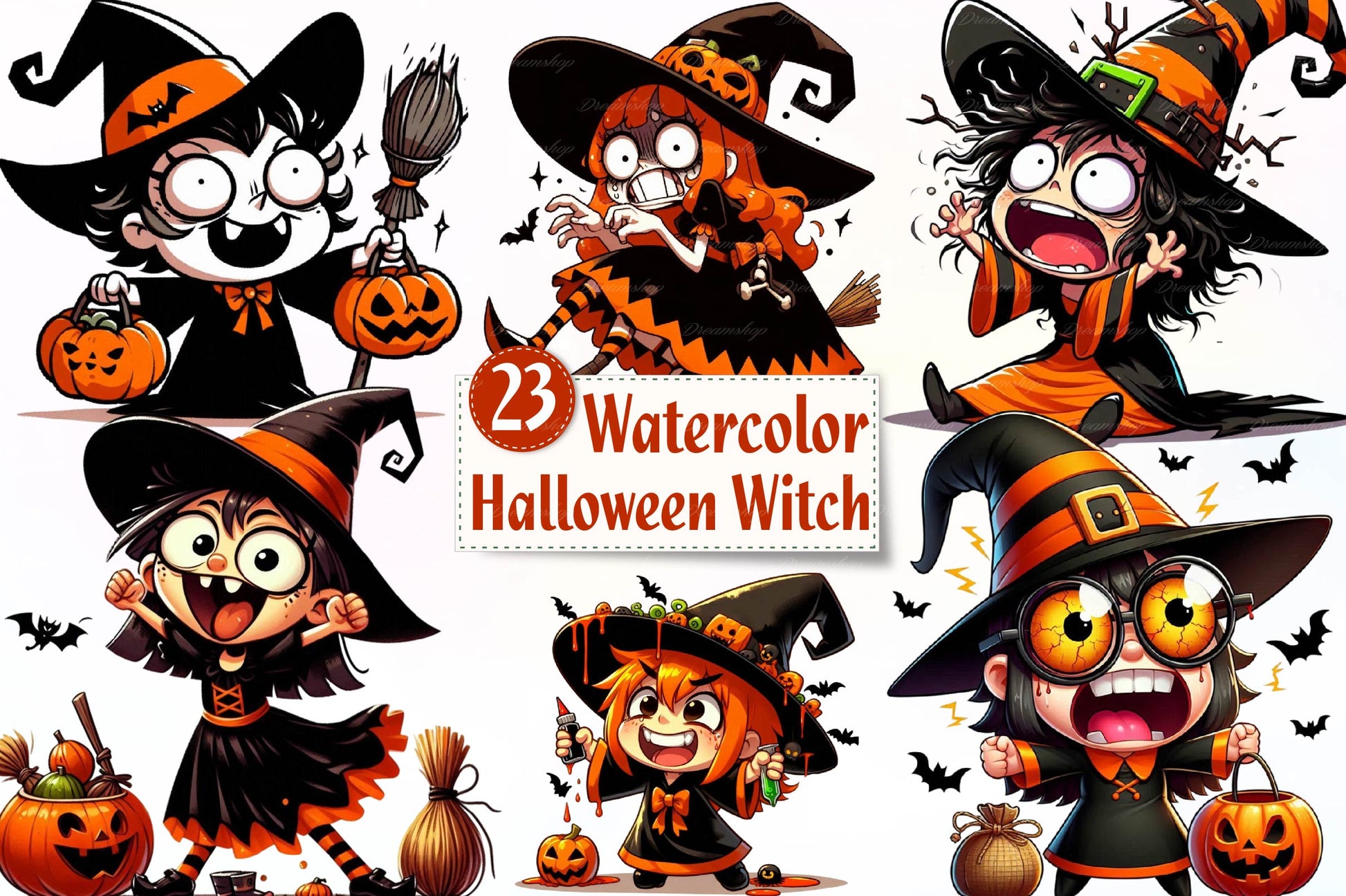 Halloween Halloween Witch Clipart Bundle - CraftNest - Digital Crafting and Art