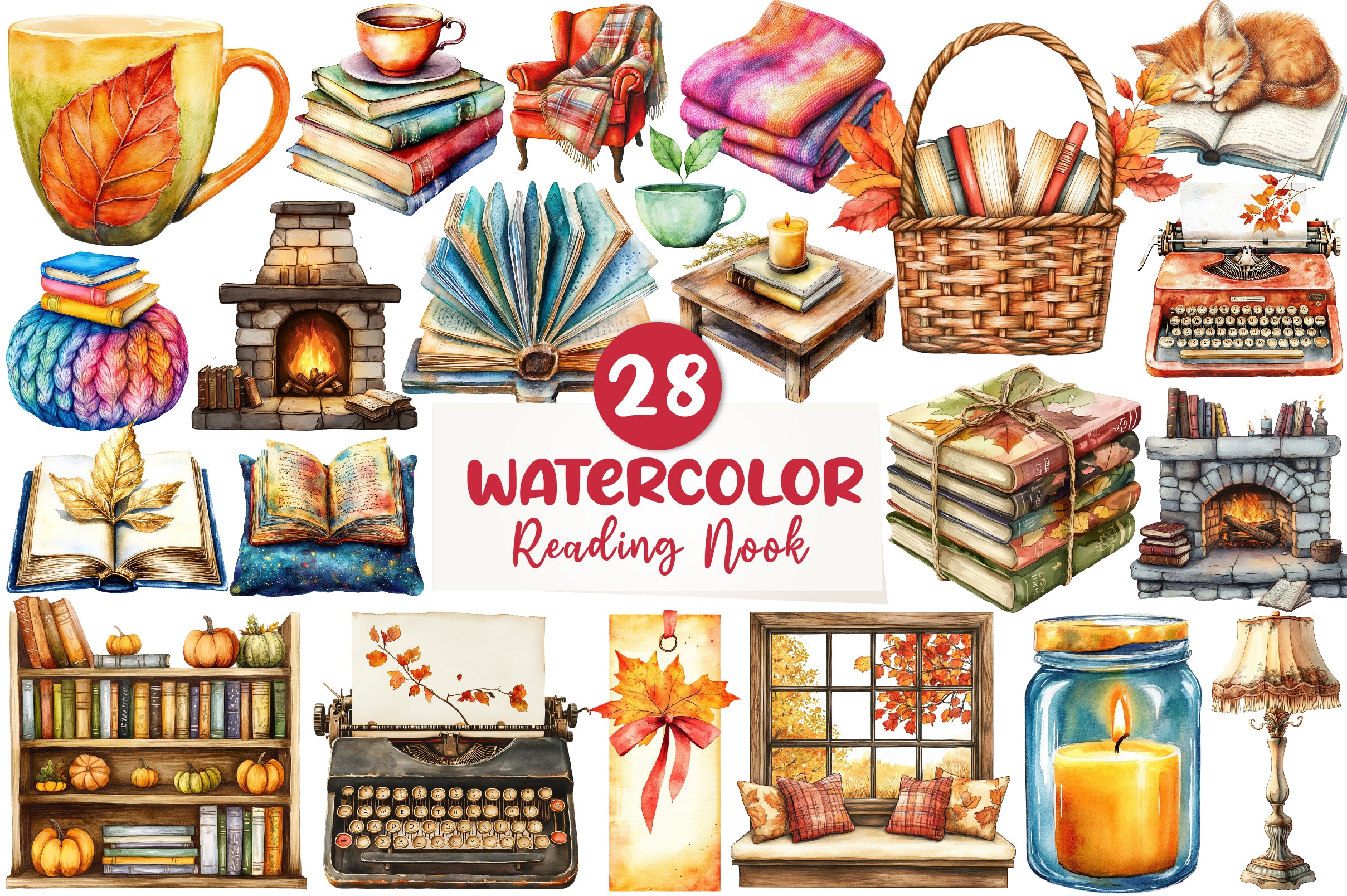 Fall Reading Nook Clipart Bundle - CraftNest - Digital Crafting and Art