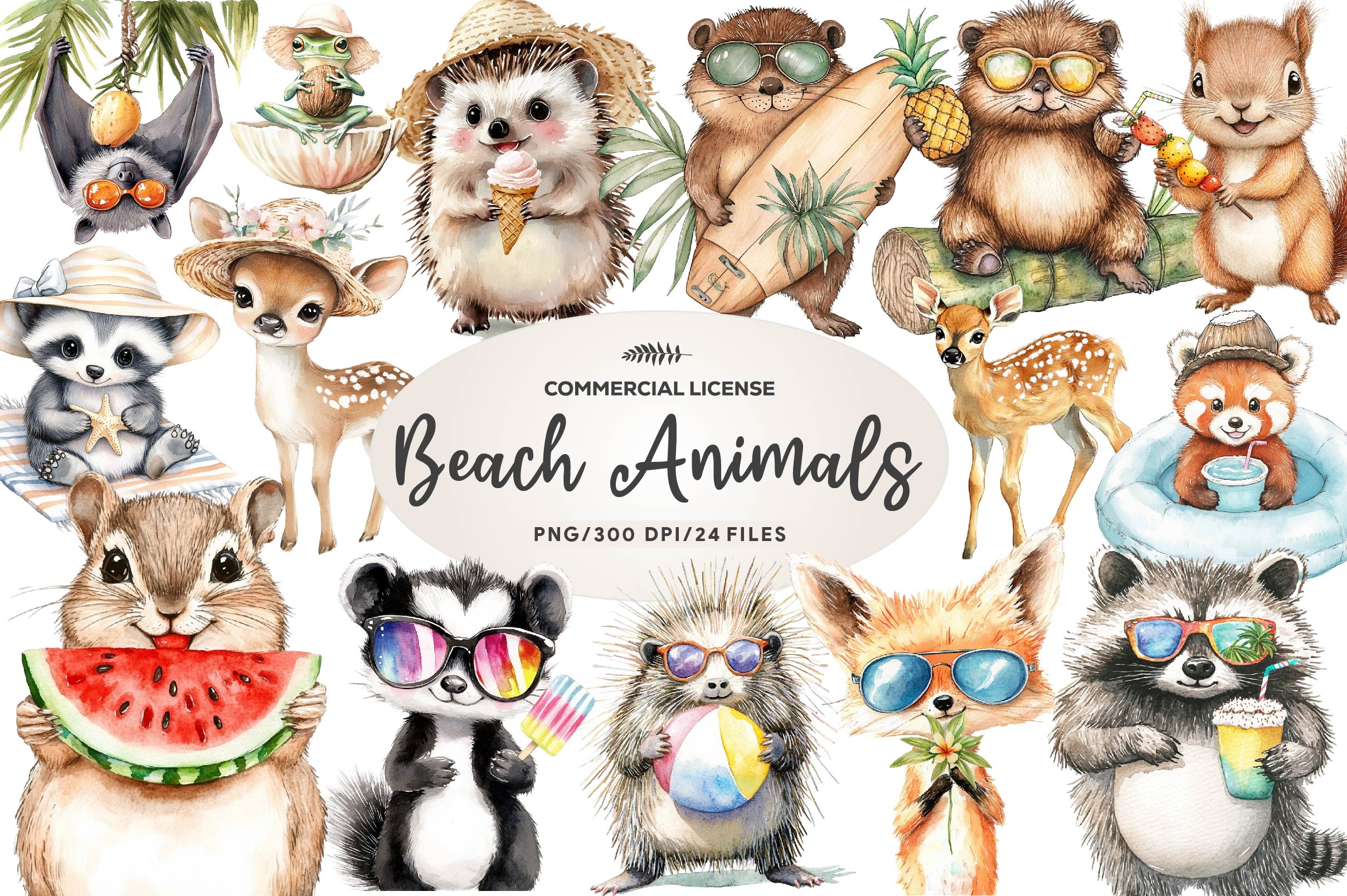 Happy Beach Day Forest Animals Clipart Bundle - CraftNest - Digital Crafting and Art