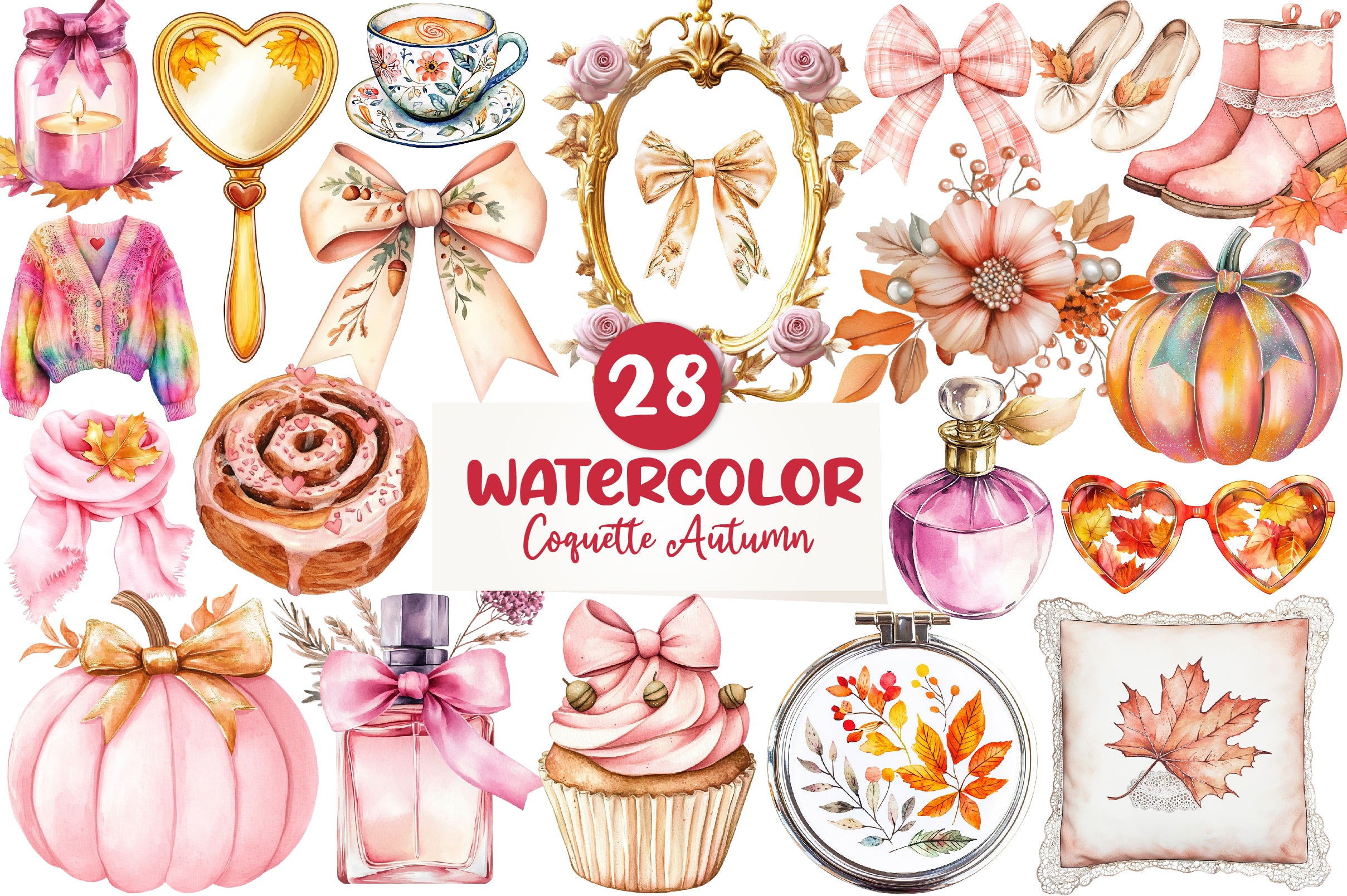 Cute Coquette Autumn Clipart Bundle - CraftNest - Digital Crafting and Art