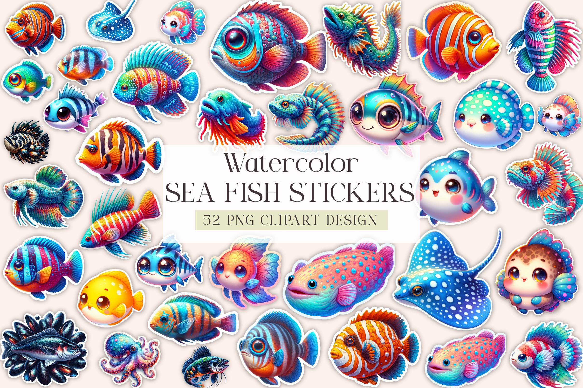 Sea Fish Sticks Clipart Bundle - CraftNest - Digital Crafting and Art