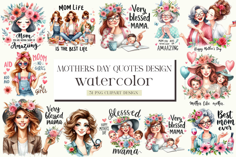 Mothers Day Quotes Design Clipart Bundle - CraftNest - Digital Crafting and Art
