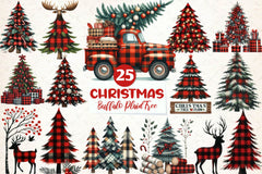 Buffalo Plaid Christmas Tree Clipart Bundle - CraftNest - Digital Crafting and Art