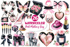 Black And Pink Mothers Day Clipart Bundle - CraftNest - Digital Crafting and Art