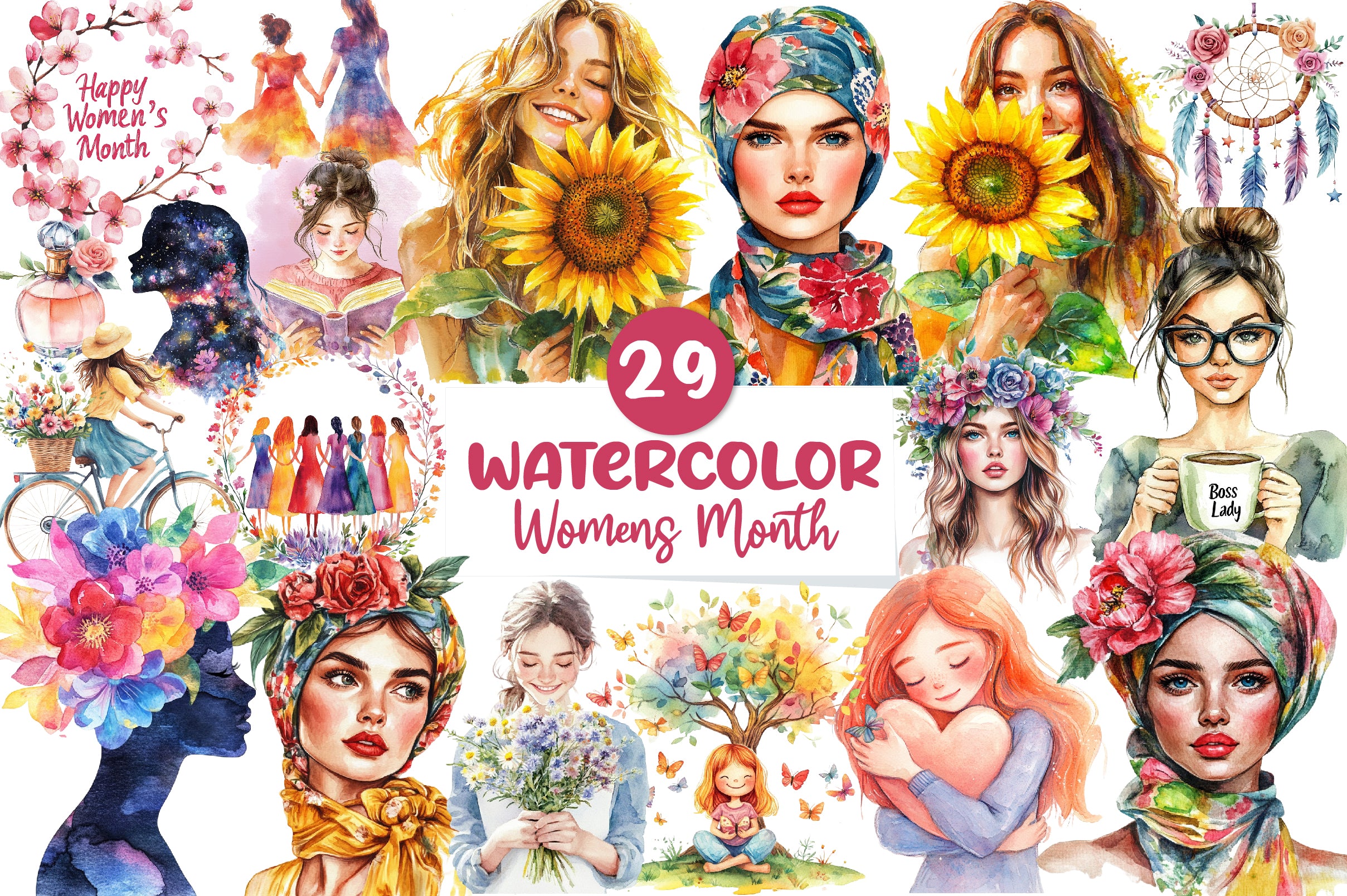 Cute Womens Month Clipart Bundle - CraftNest - Digital Crafting and Art