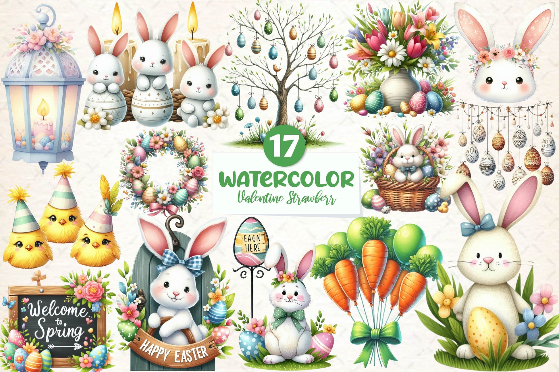 Easter Day Decorations Clipart Bundle - CraftNest - Digital Crafting and Art
