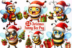 Christmas Funny Bee Clipart Bundle - CraftNest - Digital Crafting and Art