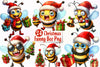Christmas Funny Bee Clipart Bundle