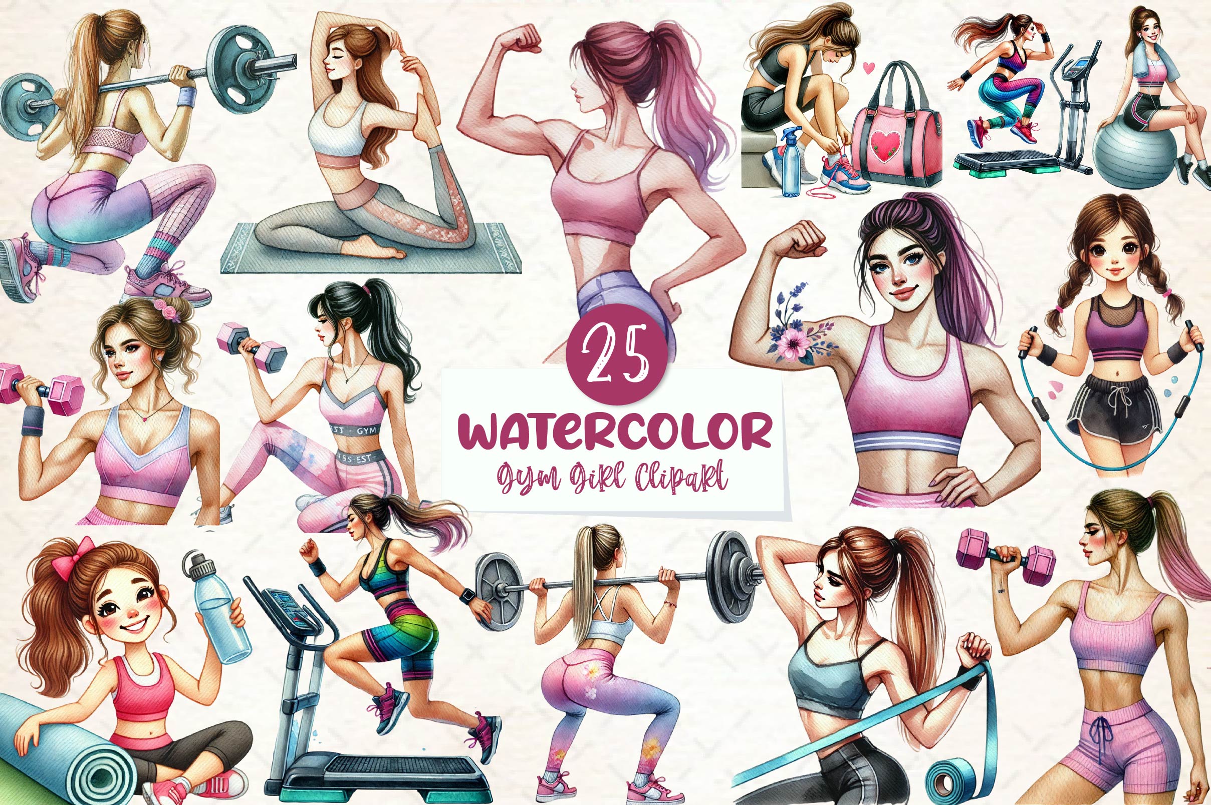 Gym Girl Clipart Bundle - CraftNest - Digital Crafting and Art
