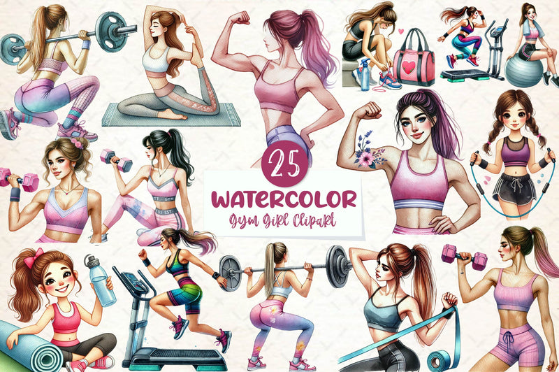 Gym Girl Clipart Bundle - CraftNest - Digital Crafting and Art