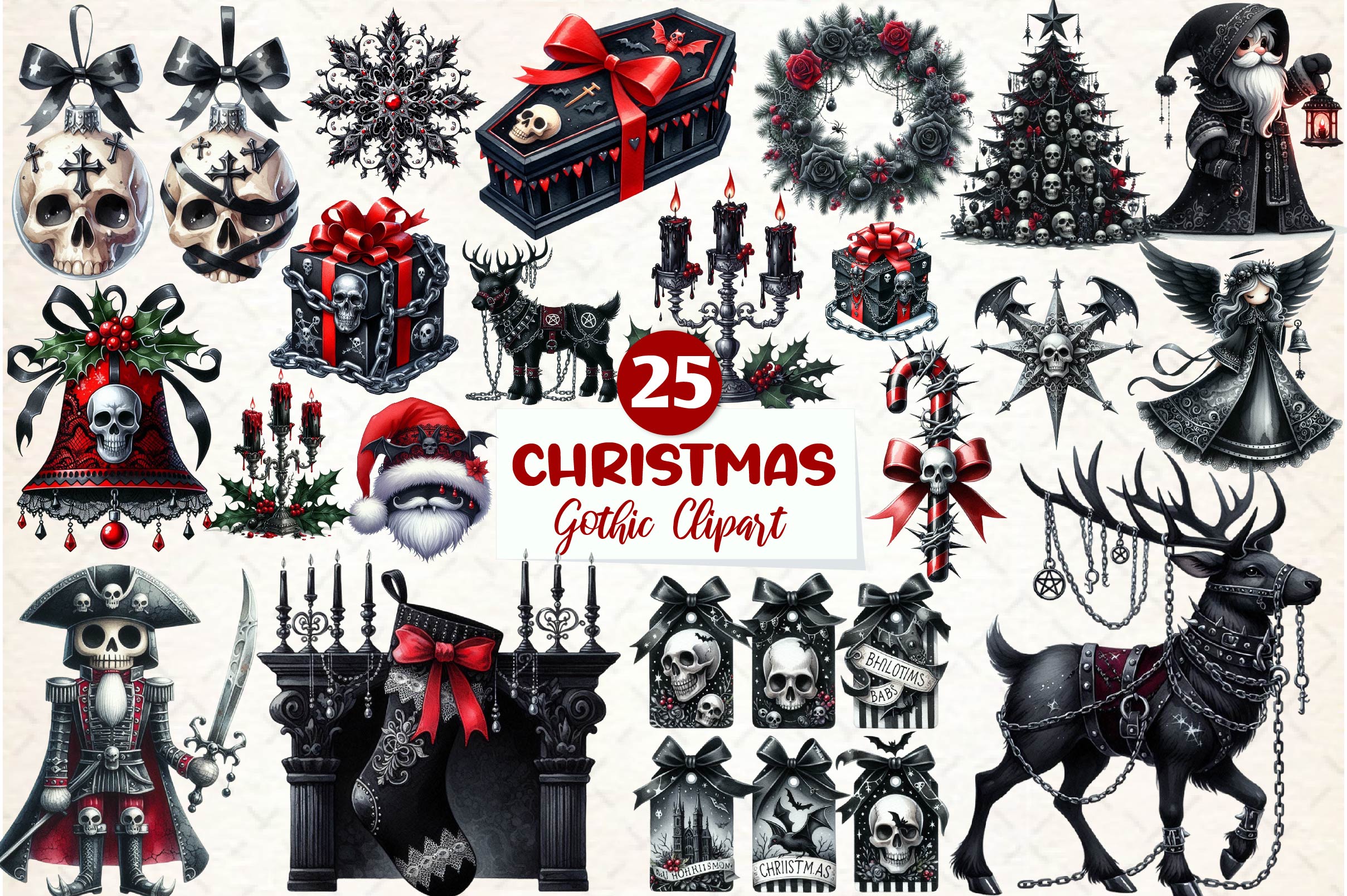 Gothic Christmas Clipart Bundle 1 - CraftNest - Digital Crafting and Art