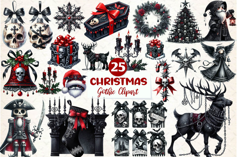 Gothic Christmas Clipart Bundle 1 - CraftNest - Digital Crafting and Art