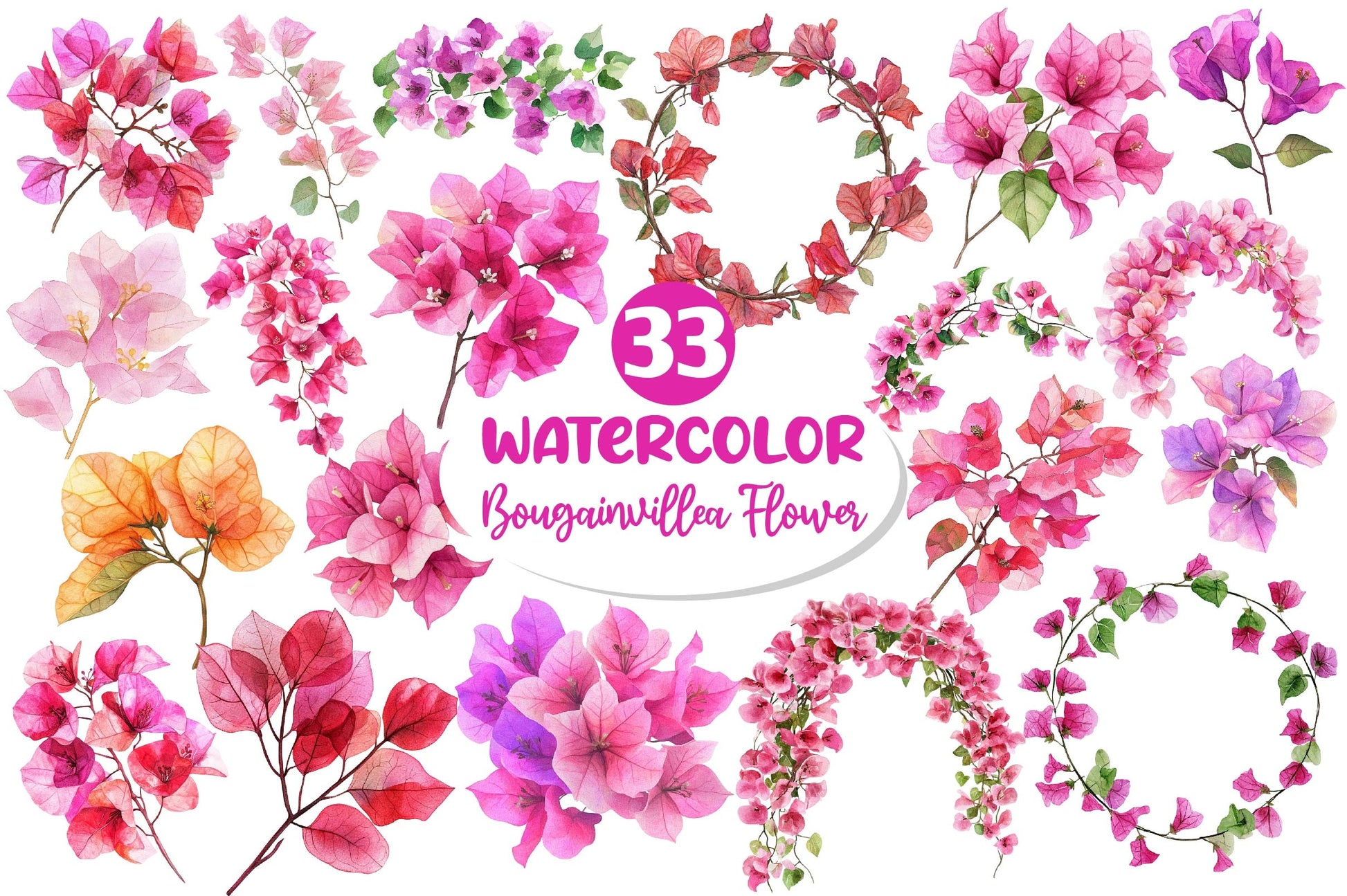 Bougainvillea Flower Clipart Bundle 5 - CraftNest - Digital Crafting and Art