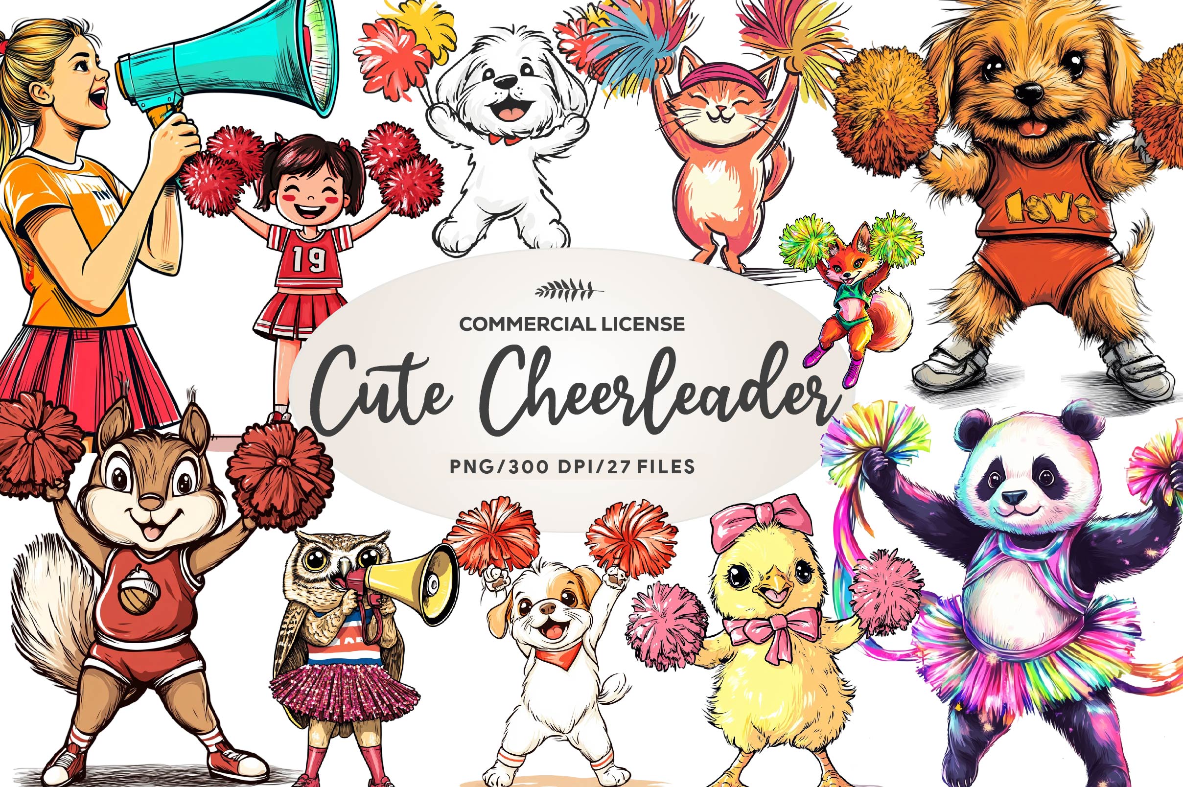 Cute Cheerleader Clipart Bundle - CraftNest - Digital Crafting and Art