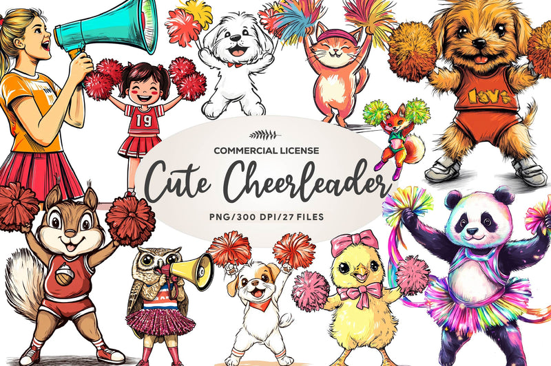Cute Cheerleader Clipart Bundle - CraftNest - Digital Crafting and Art