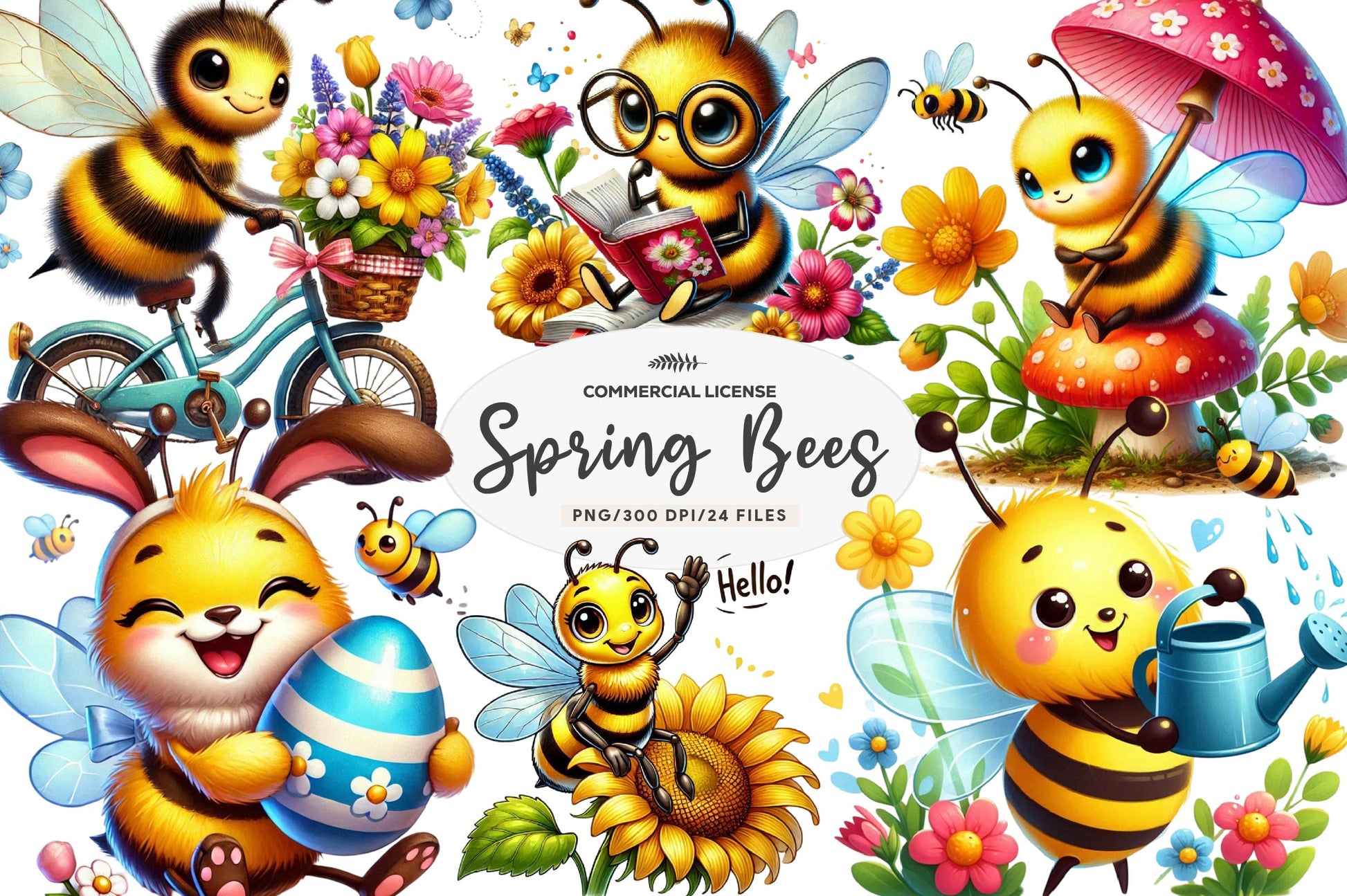 Spring Bees Clipart Bundle 2 - CraftNest - Digital Crafting and Art