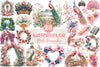 Pink Peacocks Garden Clipart Bundle