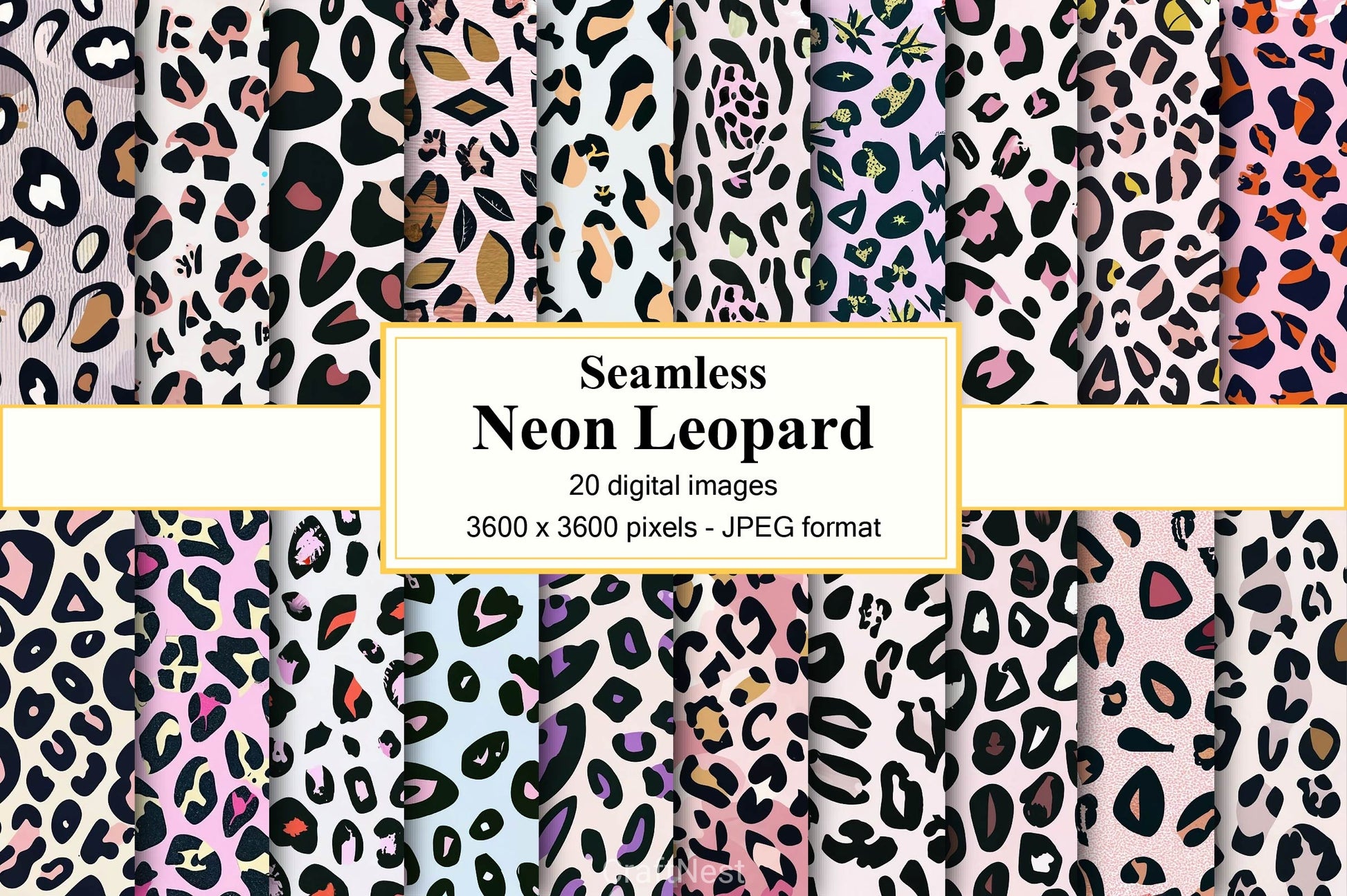 Neon Leopard Digital Papers - CraftNest - Digital Crafting and Art