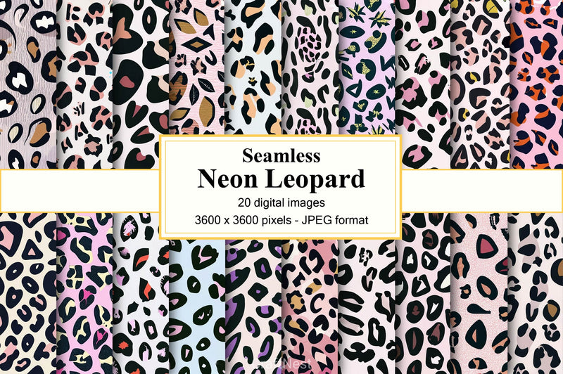 Neon Leopard Digital Papers - CraftNest - Digital Crafting and Art