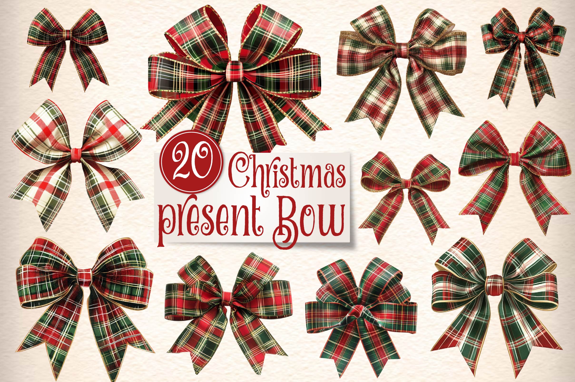 Christmas Present Bow Clipart Bundle - CraftNest - Digital Crafting and Art