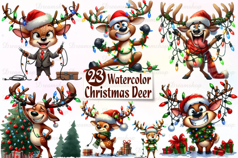 Christmas Deer Clipart Bundle 1 - CraftNest - Digital Crafting and Art