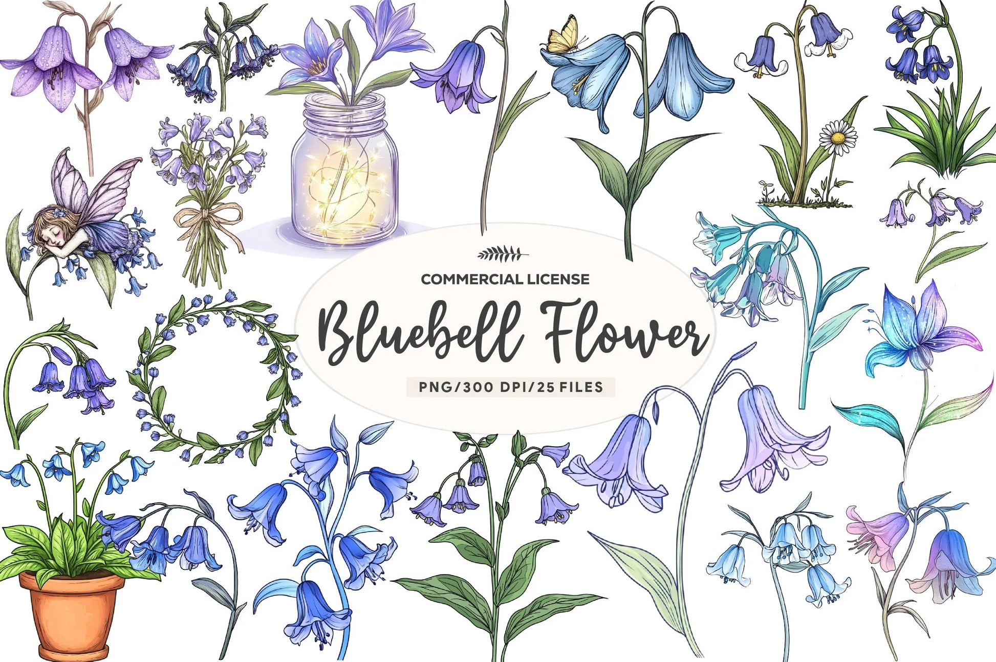 Little Bluebell Flower Bloom Clipart Bundle - CraftNest - Digital Crafting and Art
