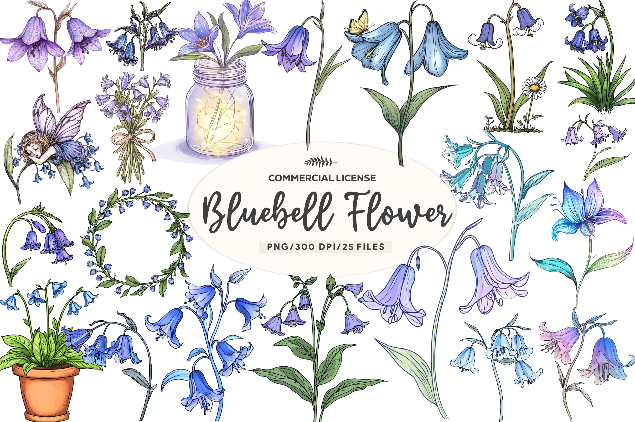 Little Bluebell Flower Bloom Clipart Bundle - CraftNest - Digital Crafting and Art