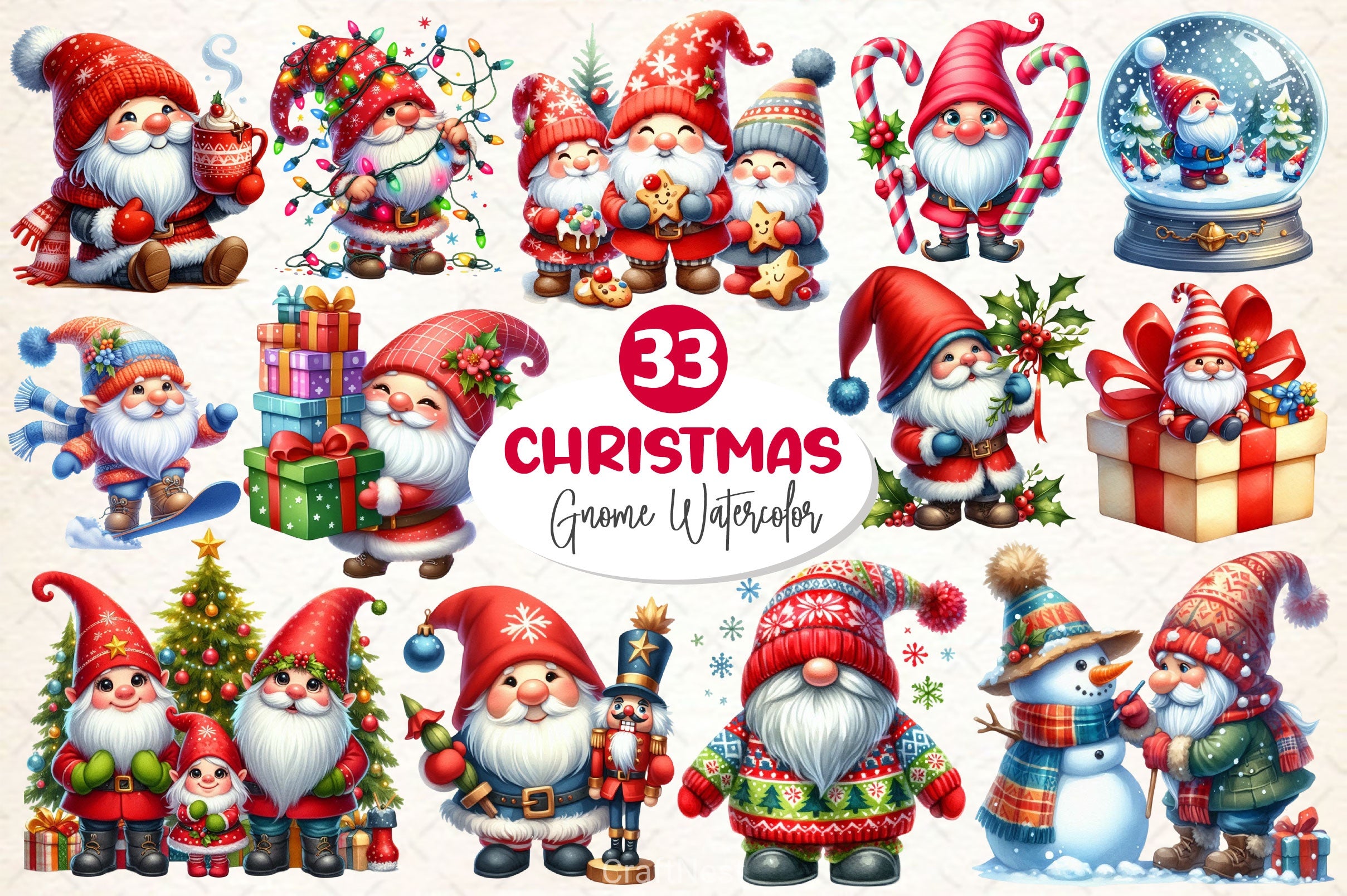 Christmas Gnome Clipart Bundle 8 - CraftNest - Digital Crafting and Art