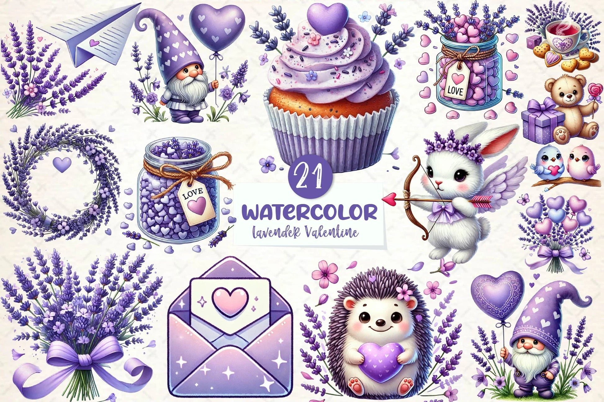 Lavender Valentine Clipart Bundle - CraftNest - Digital Crafting and Art