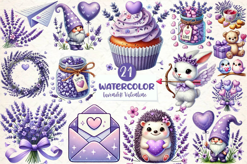 Lavender Valentine Clipart Bundle - CraftNest - Digital Crafting and Art