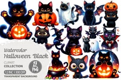 Halloween Black Cat Clipart Bundle 6 - CraftNest - Digital Crafting and Art