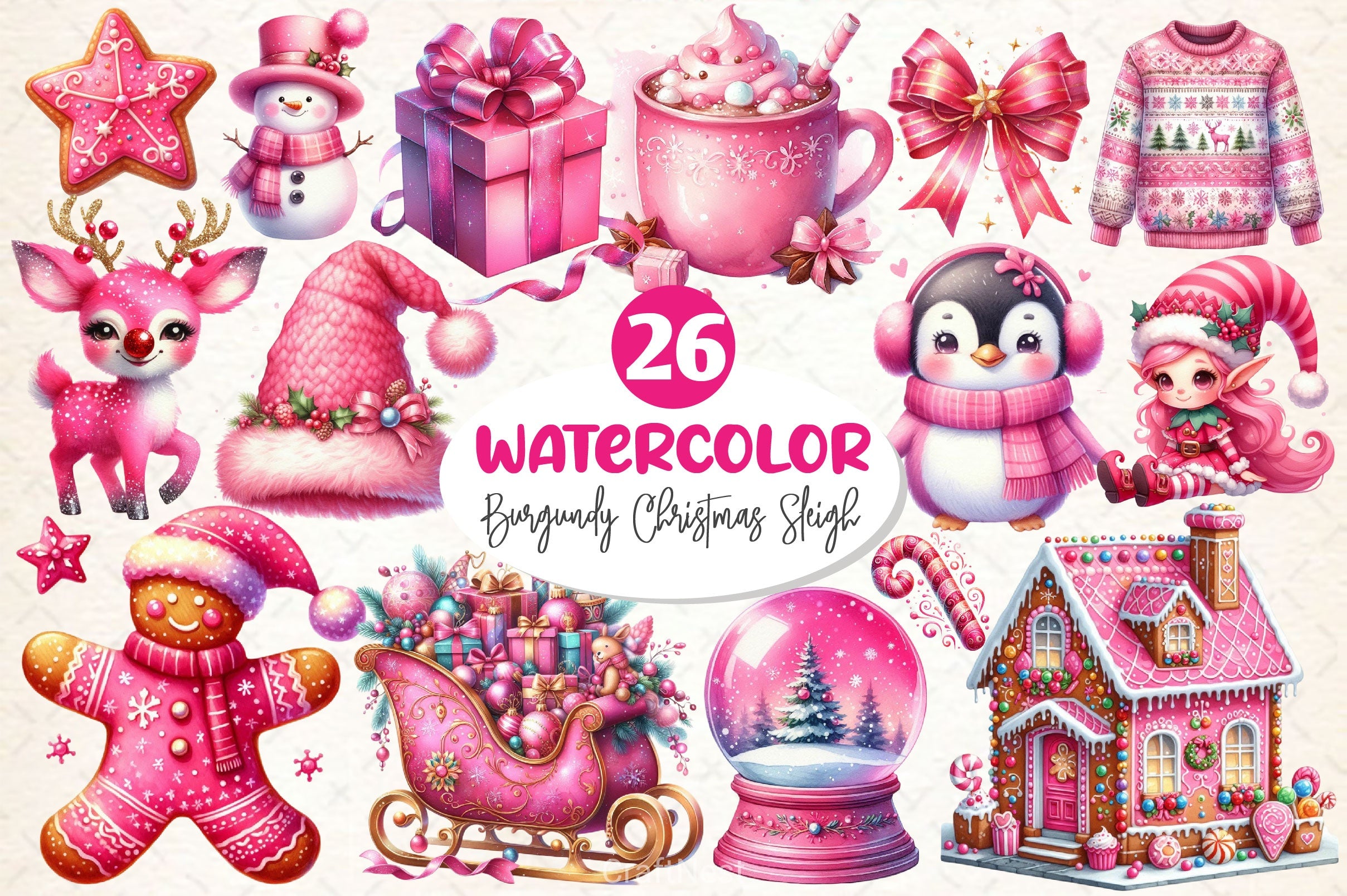 Pink Christmas Clipart Bundle 1 - CraftNest - Digital Crafting and Art
