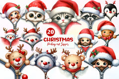 Christmas Peeking Out Zipper Clipart Bundle - CraftNest - Digital Crafting and Art