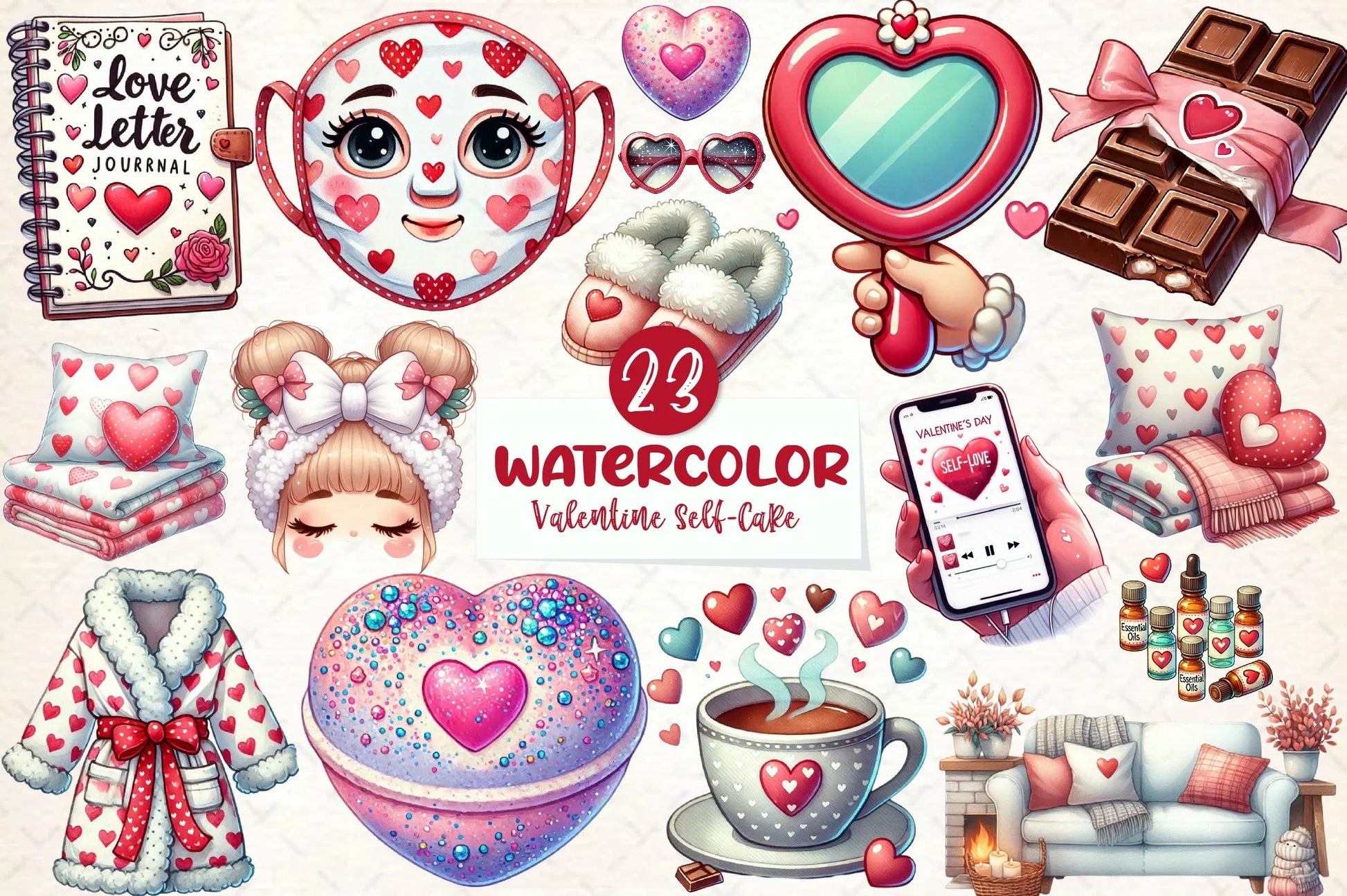 Valentine Self Care Clipart Bundle - CraftNest - Digital Crafting and Art