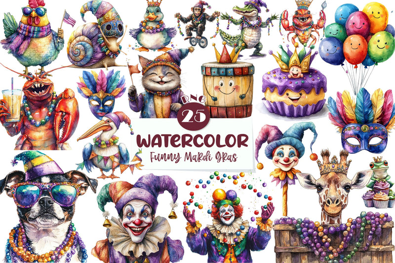 Funny Mardi Gras Clipart Bundle - CraftNest - Digital Crafting and Art