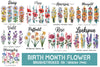 Birth Month Flower Brushstrokes Clipart Bundle