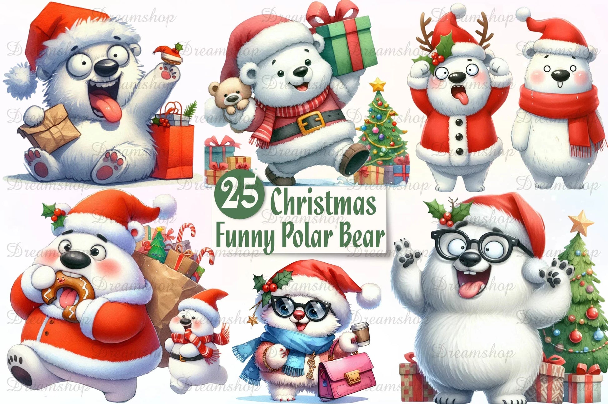 Christmas Polar Bear Clipart Bundle 4 - CraftNest - Digital Crafting and Art