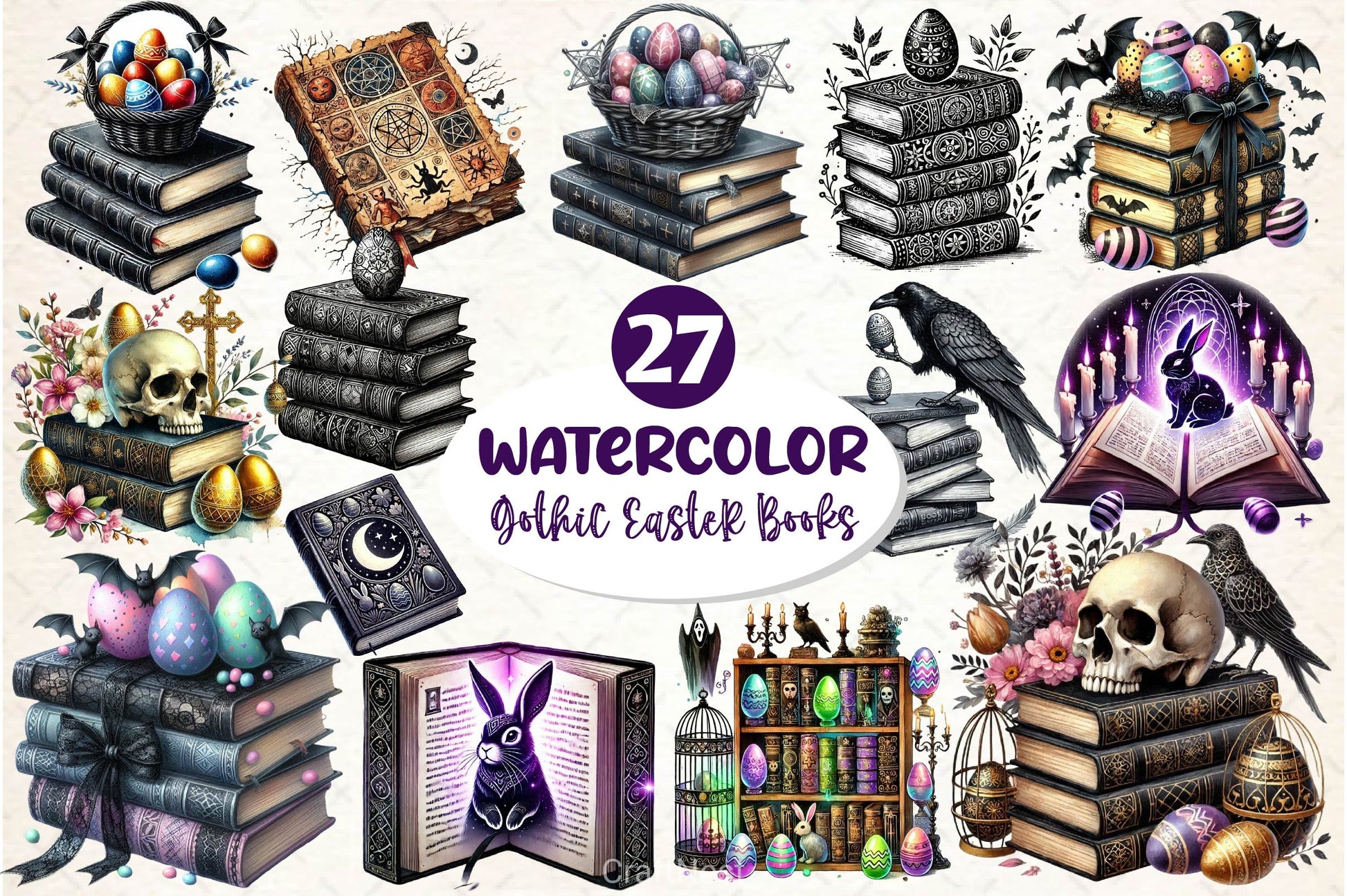 Gothic Easter Day Books Clipart Bundle 2 - CraftNest - Digital Crafting and Art