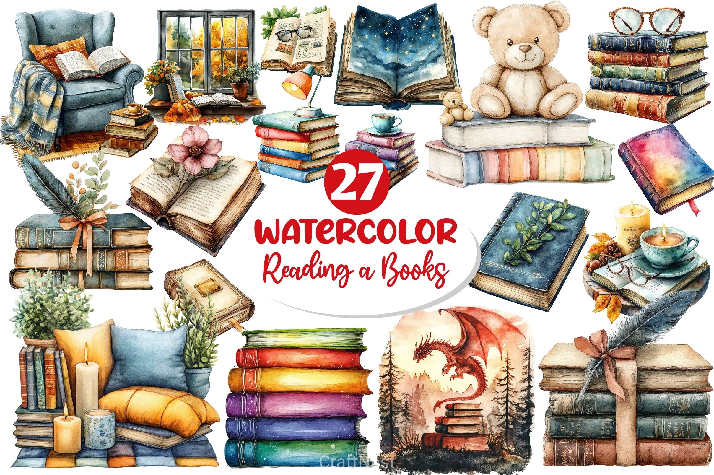 Reading Books Clipart Bundle 2 - CraftNest - Digital Crafting and Art