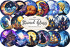 Round Moonlit Nights Stained Glass Clipart Bundle