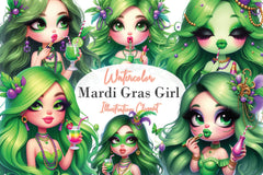 Mardi Gras Cute Girl Clipart Bundle 1 - CraftNest - Digital Crafting and Art