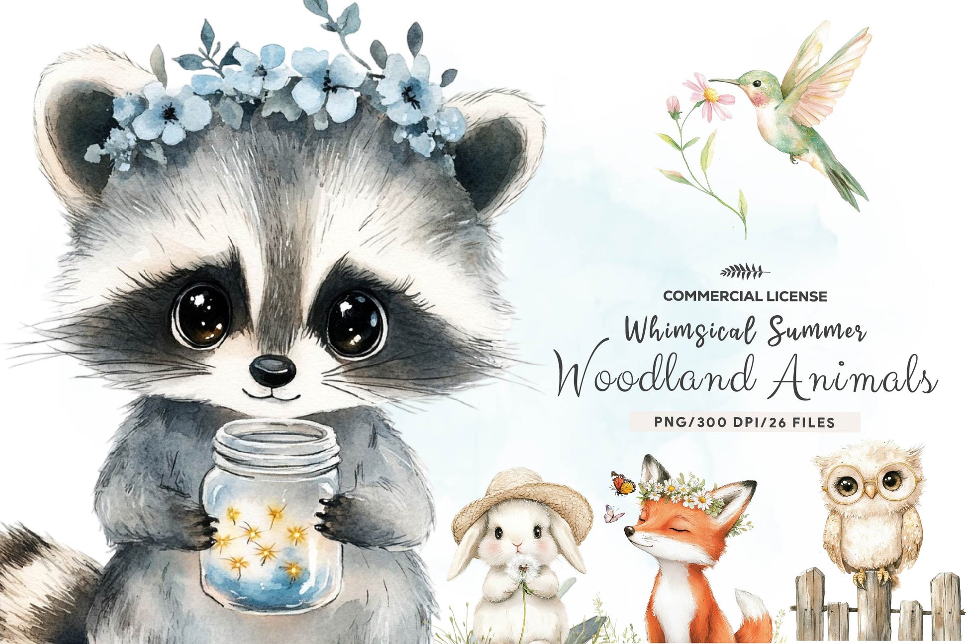 Whimsical Summer Woodland Animals Clipart Bundle - CraftNest - Digital Crafting and Art