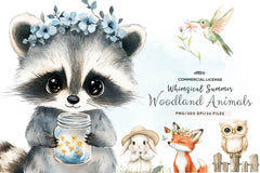 Whimsical Summer Woodland Animals Clipart Bundle - CraftNest - Digital Crafting and Art