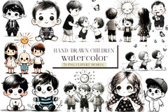 Hand Drawn Children Clipart Bundle - CraftNest - Digital Crafting and Art