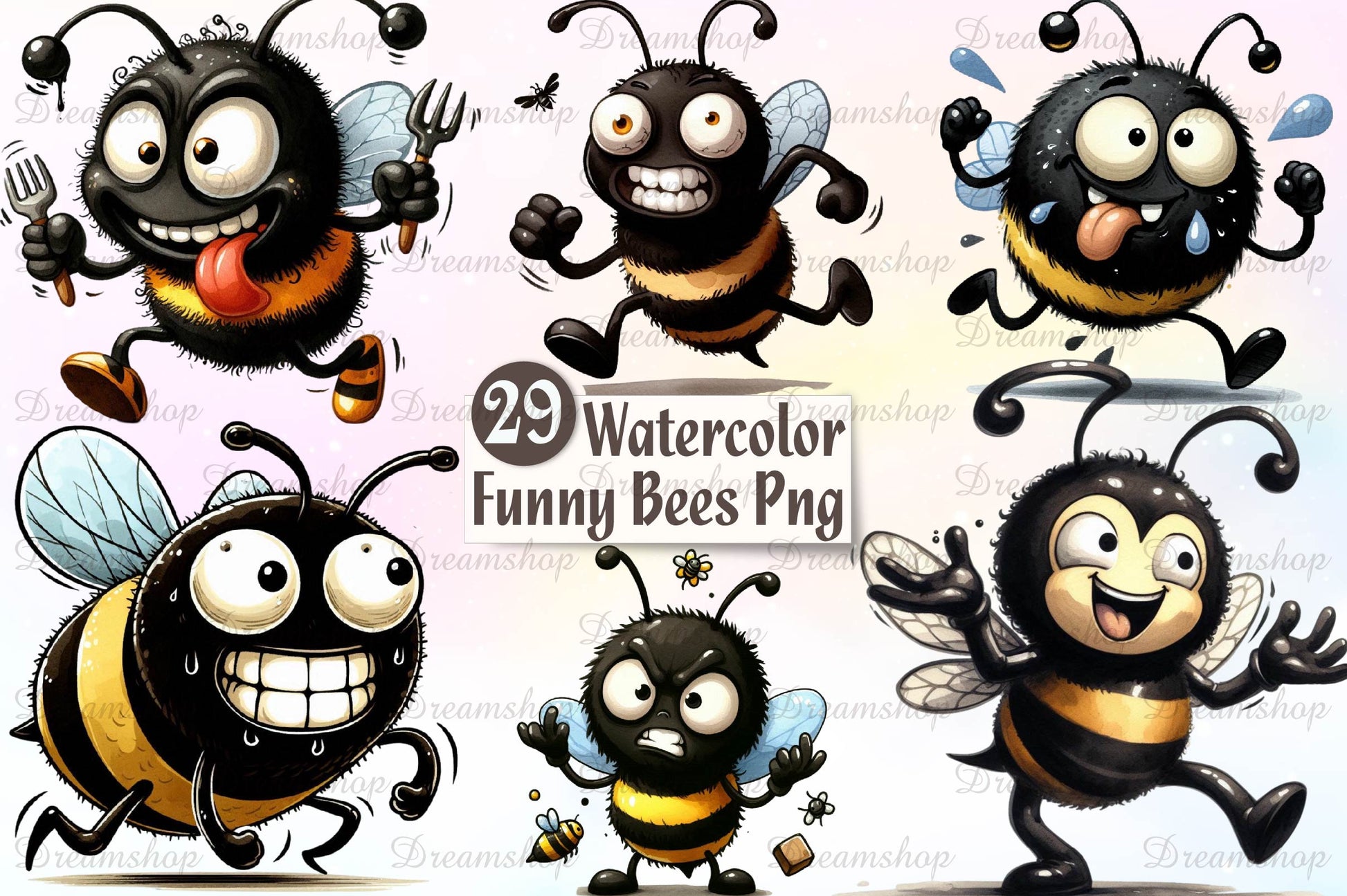 Funny Bees Clipart Bundle - CraftNest - Digital Crafting and Art